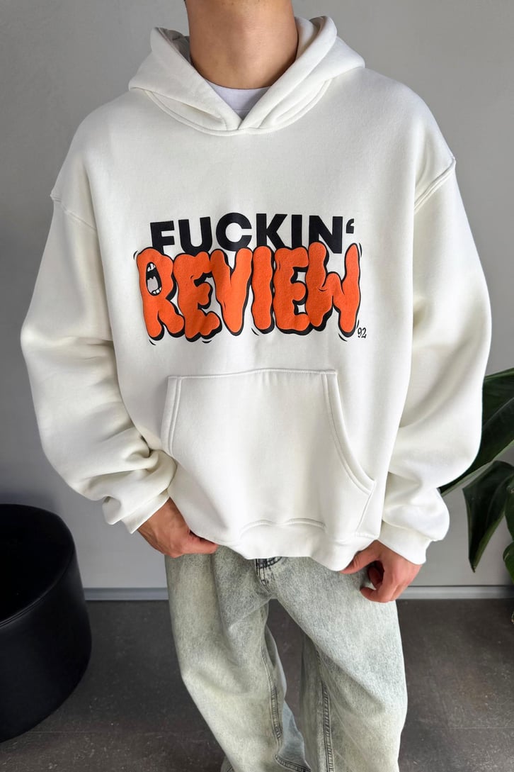 Fuckin Rw Baskılı Oversize Hoodie