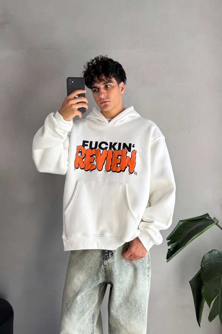 Fuckin Rw Baskılı Oversize Hoodie