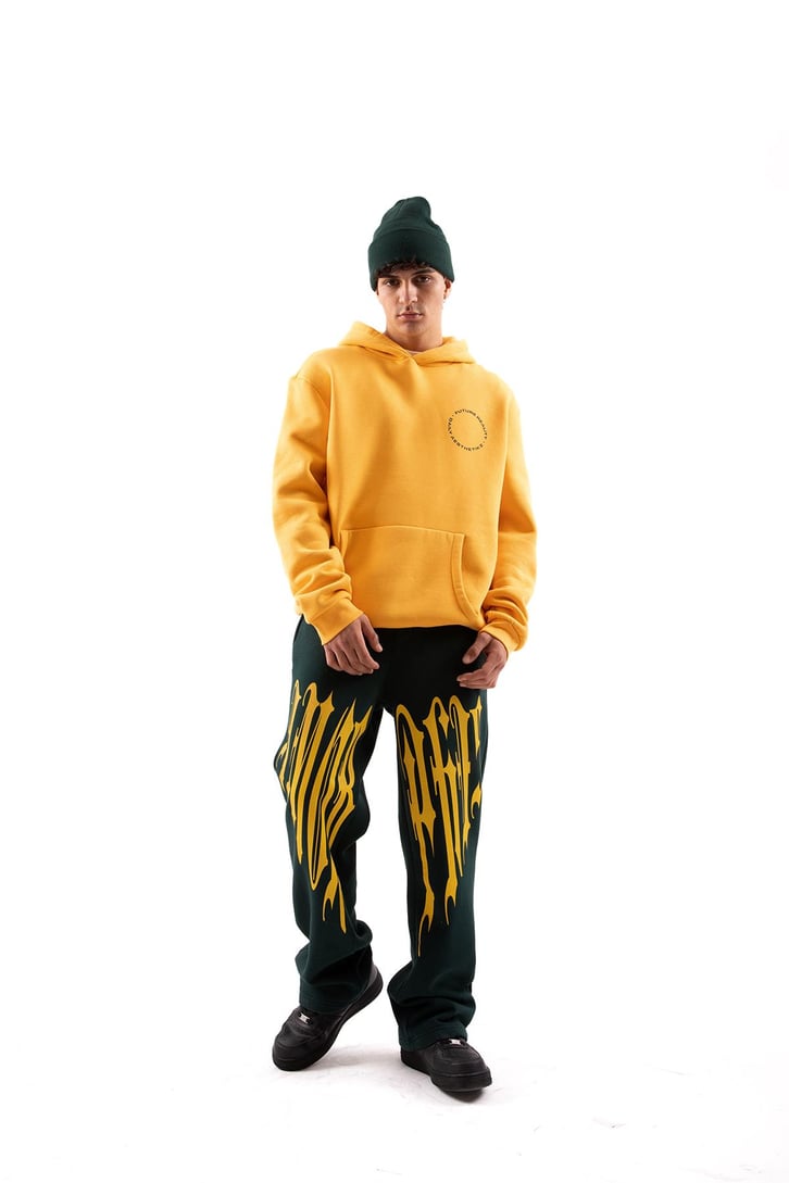Future Reality Baskılı Hardal Oversize Hoodie