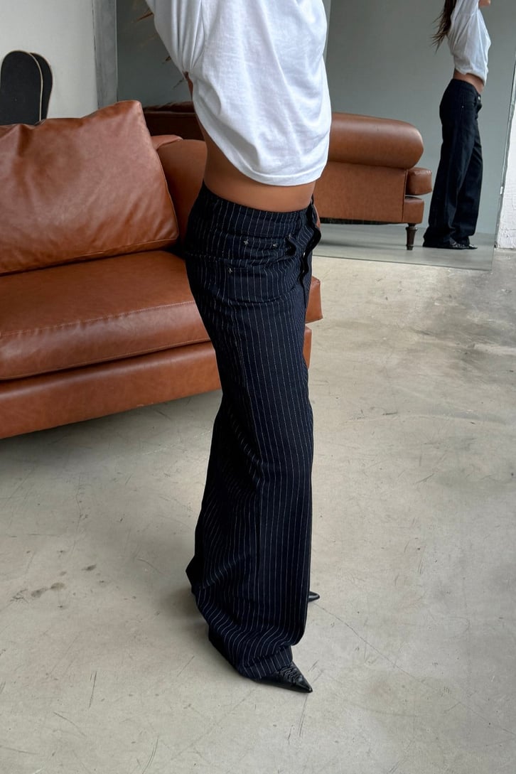 FW Raw Pinstripe Baggy Jean