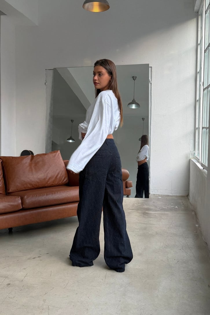 FW Raw Pinstripe Baggy Jean