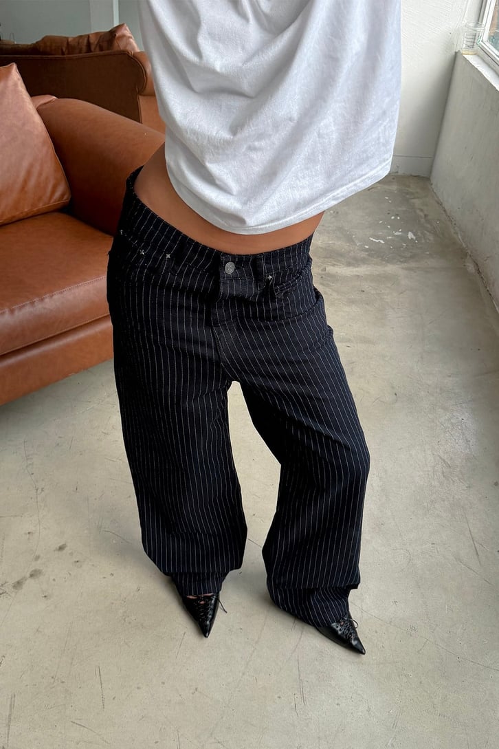 FW Raw Pinstripe Baggy Jean