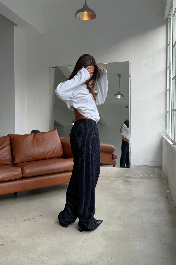 FW Raw Pinstripe Baggy Jean
