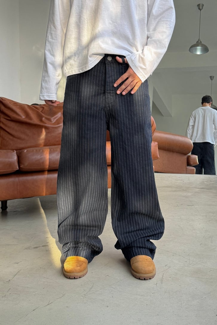 FW Raw Pinstripe Baggy Jean
