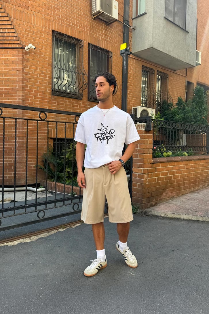 Gangsta Bear Sırt Baskılı Oversize Tshirt