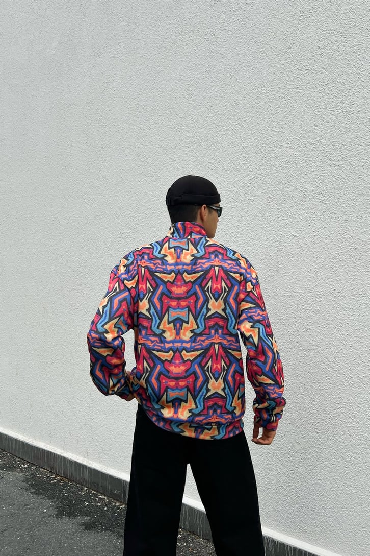 Geometric Pattern Colorful Hal-Zip Sweatshirt