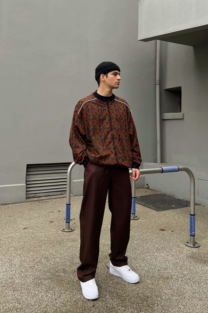 Geometric Pattern Zipper Ceket
