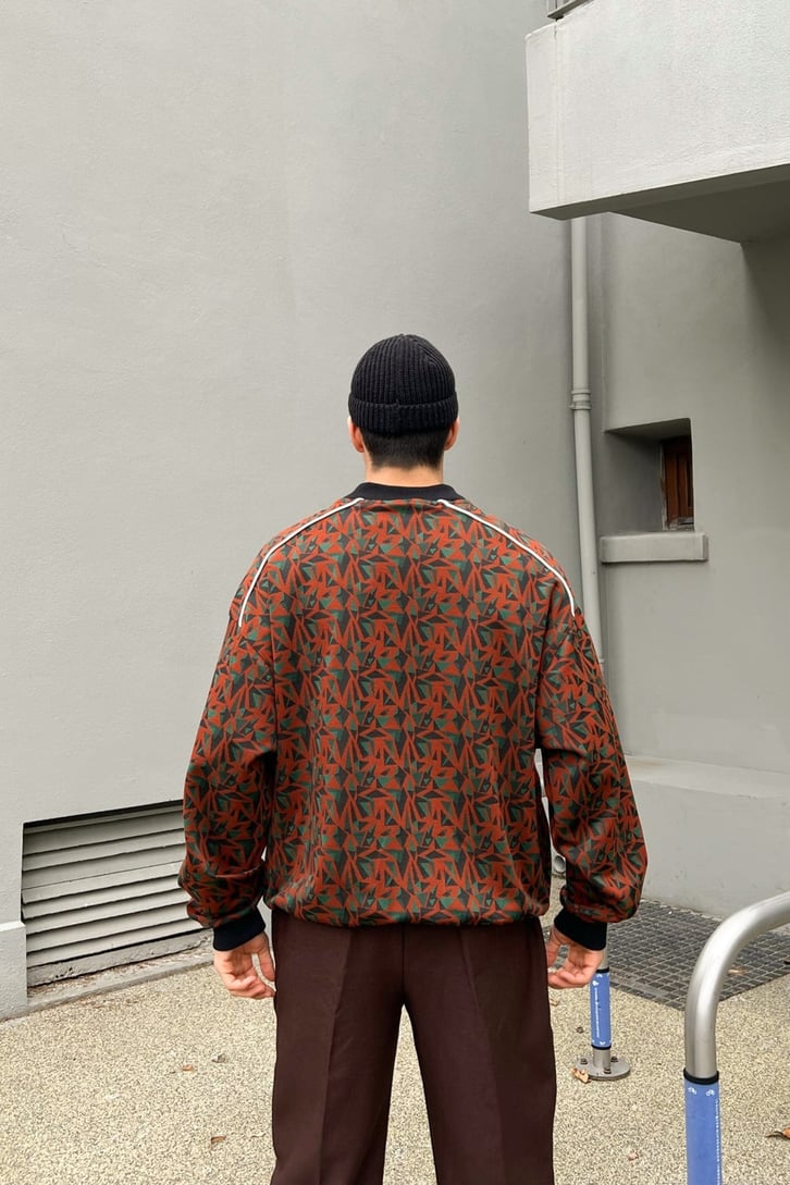Geometric Pattern Zipper Ceket