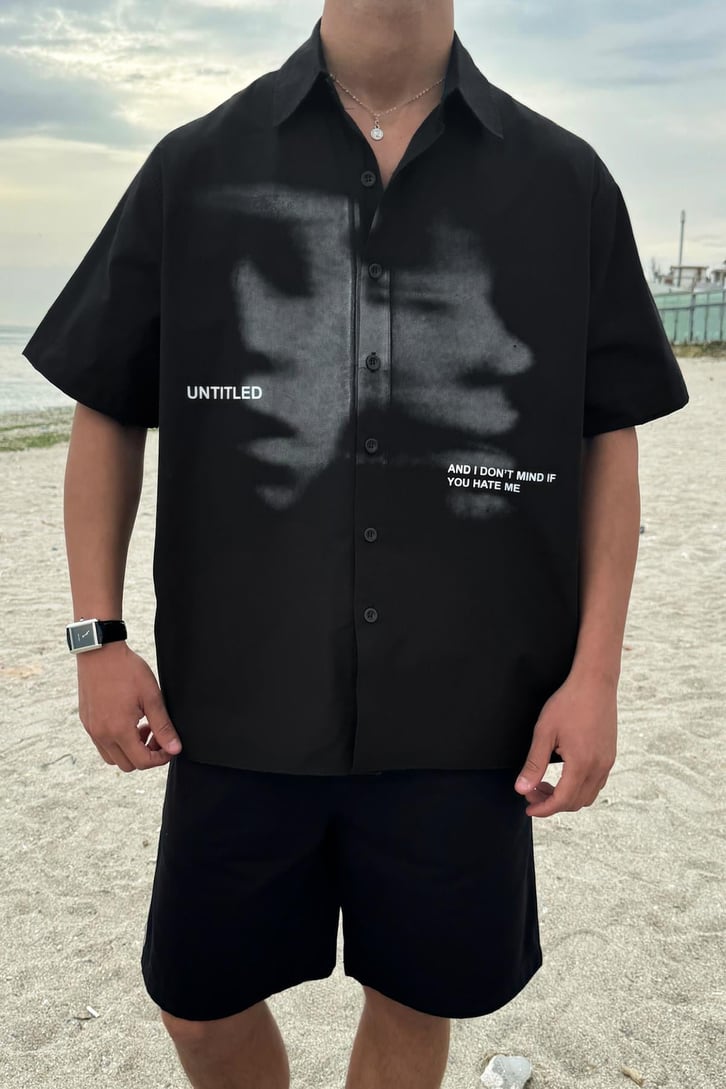 Ghost Baskılı Kısa Kol Oversize Gömlek