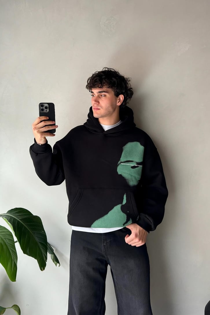 Ghost Baskılı Oversize Hoodie