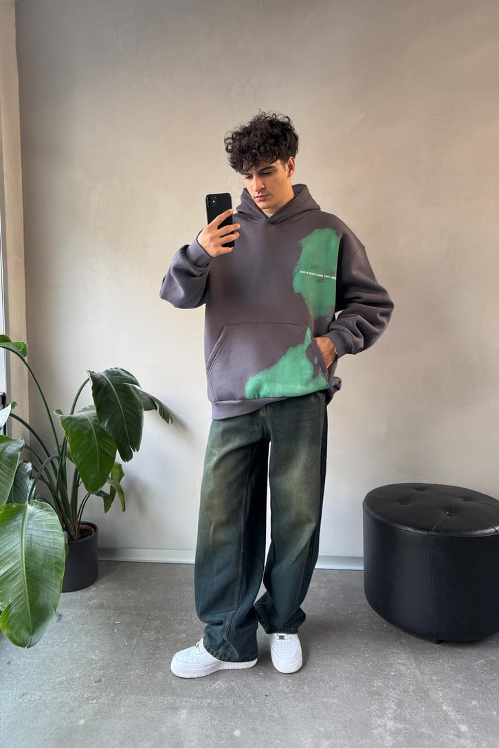 Ghost Baskılı Oversize Hoodie