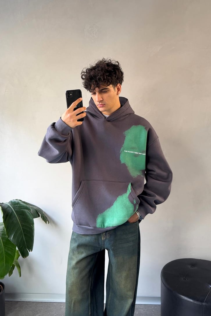 Ghost Baskılı Oversize Hoodie