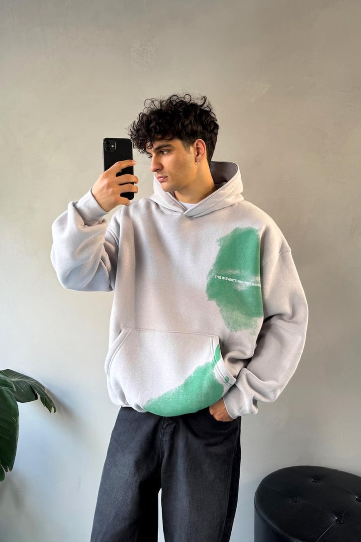 Ghost Baskılı Oversize Hoodie