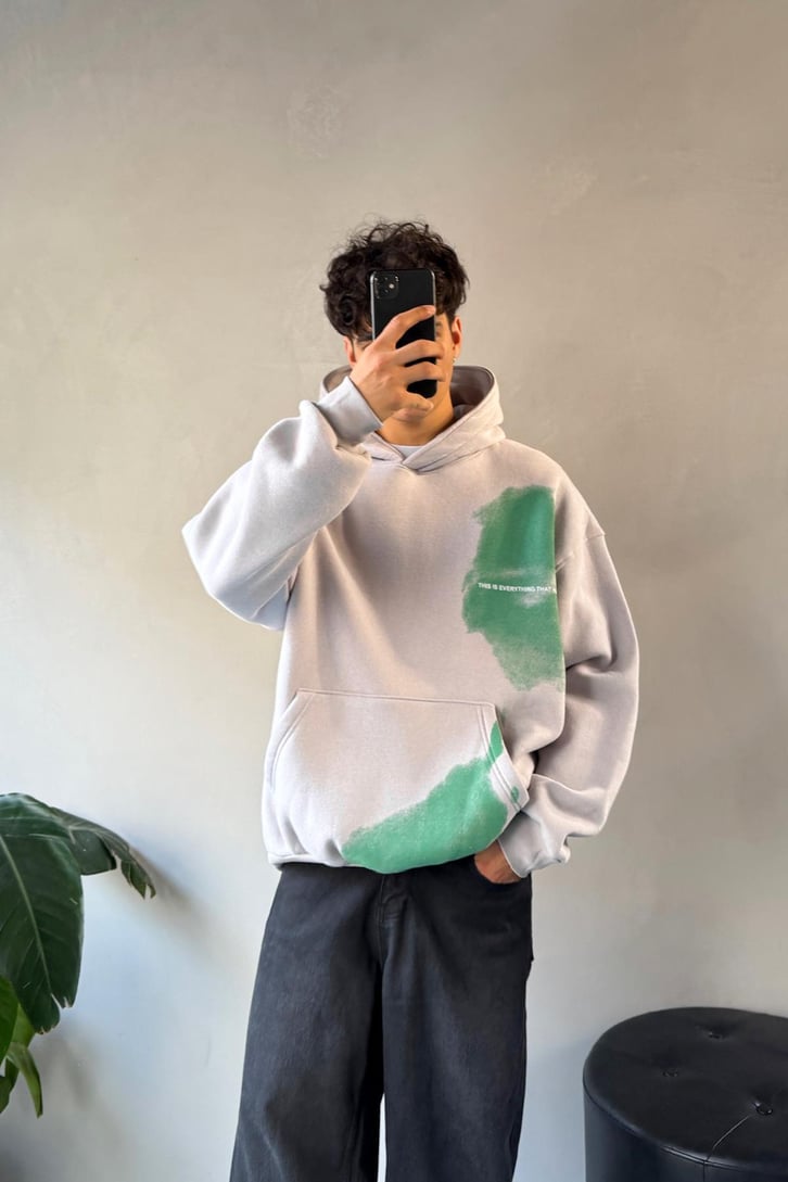 Ghost Baskılı Oversize Hoodie