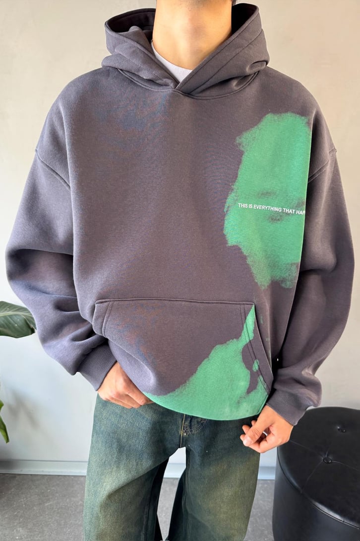 Ghost Baskılı Oversize Hoodie