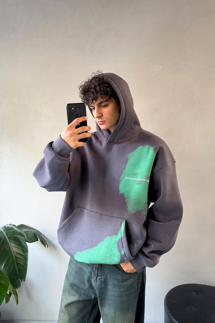 Ghost Baskılı Oversize Hoodie
