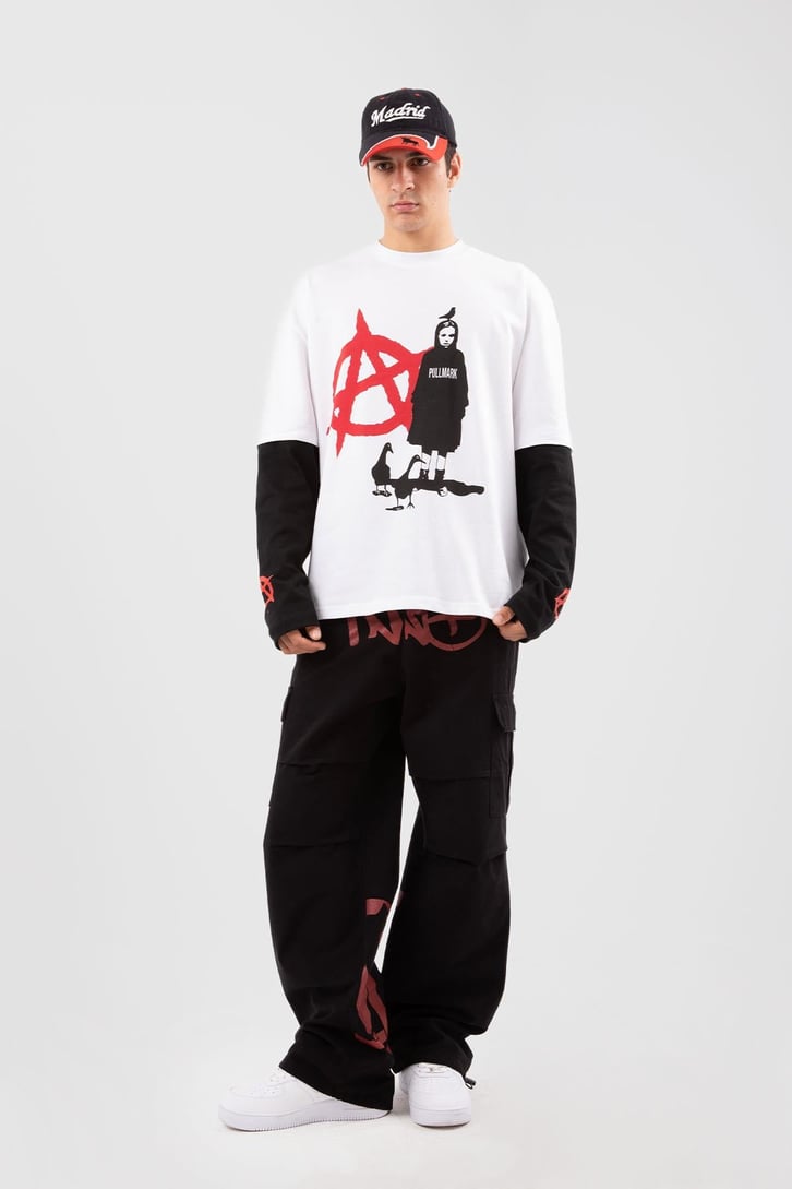 Ghost Girl Baskılı Beyaz Long Sleeve Tişört