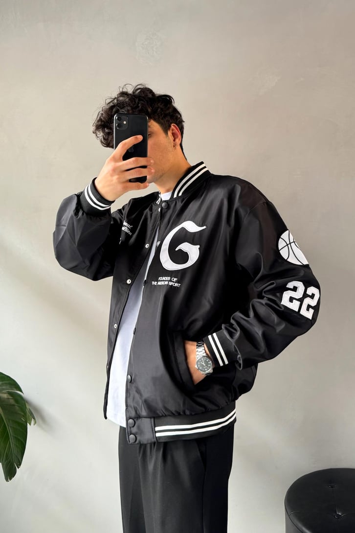 Gns Nakışlı Oversize Kolej Ceket