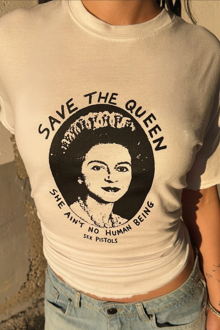 God Save The Queen Baskılı Boxy Fit Tişört