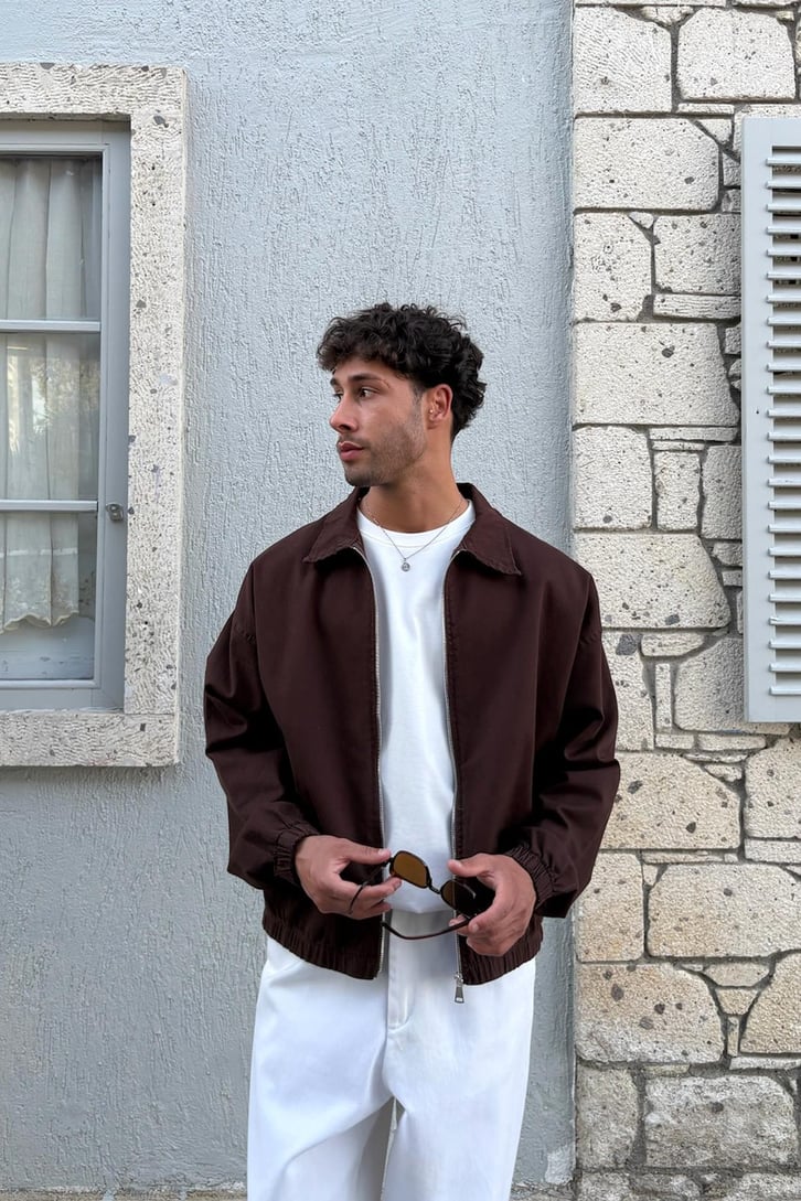 Gömlek Yaka Bomber İnce Ceket