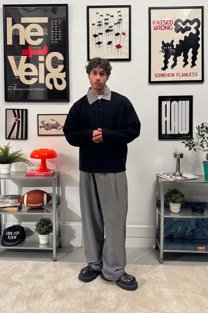 Gömlek Yaka Düğmeli Sweatshirt