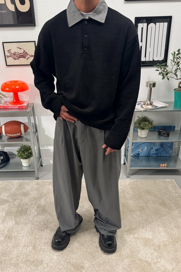 Gömlek Yaka Düğmeli Sweatshirt