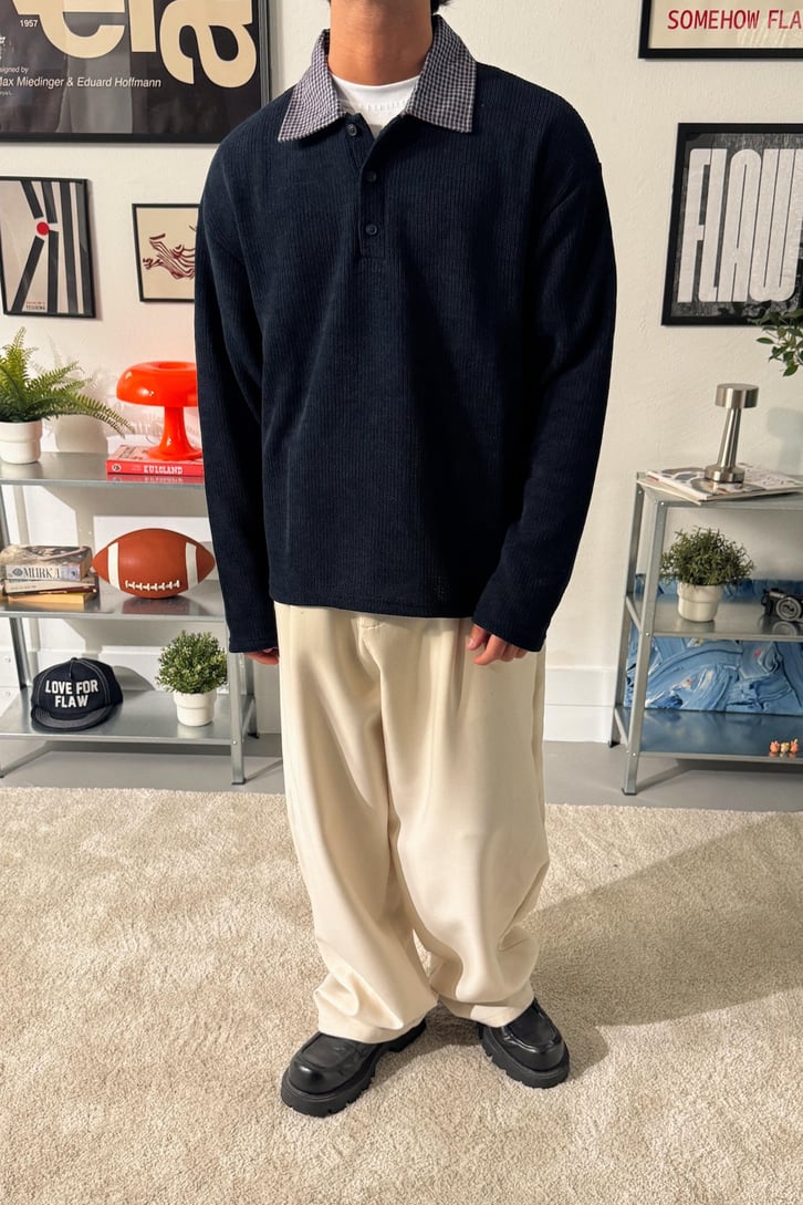 Gömlek Yaka Düğmeli Sweatshirt