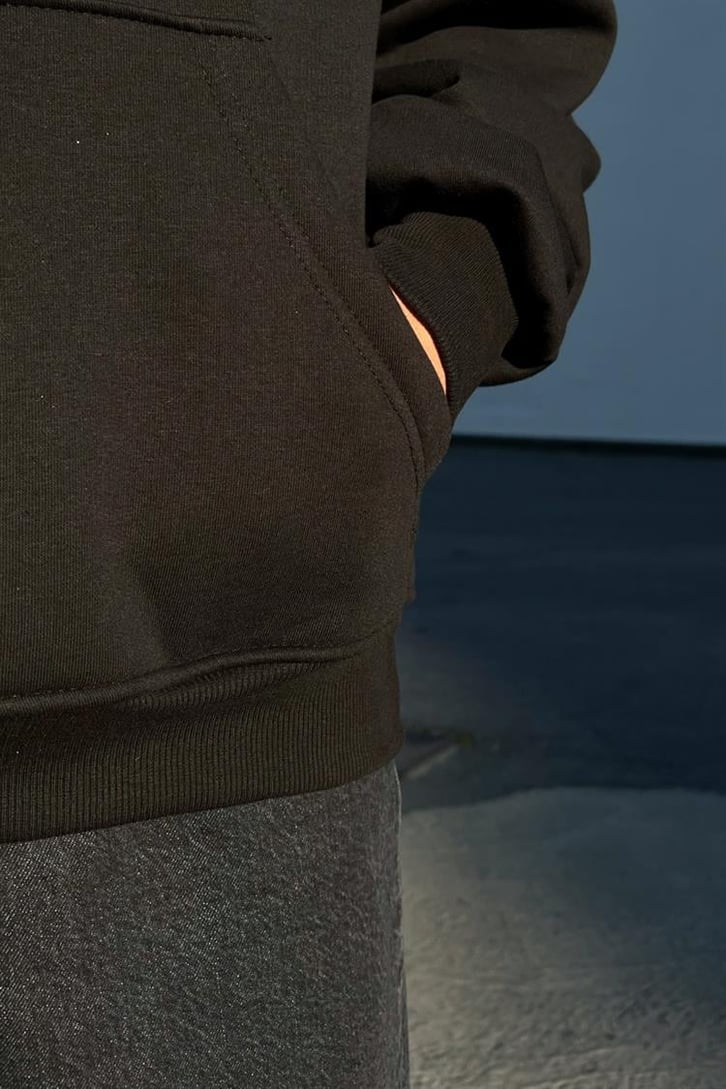Goodbye Sırt Baskılı Siyah Oversize Hoodie