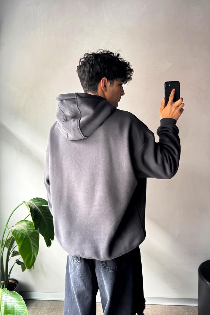 Gothic Baskılı Oversize Hoodie
