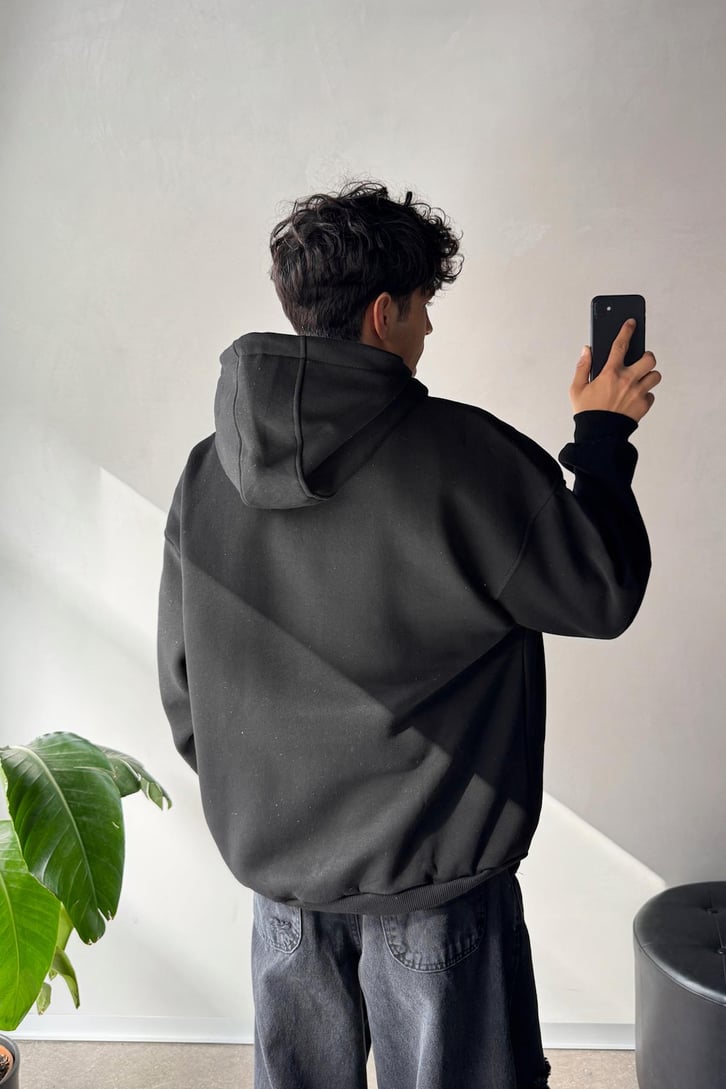 Gothic Baskılı Oversize Hoodie