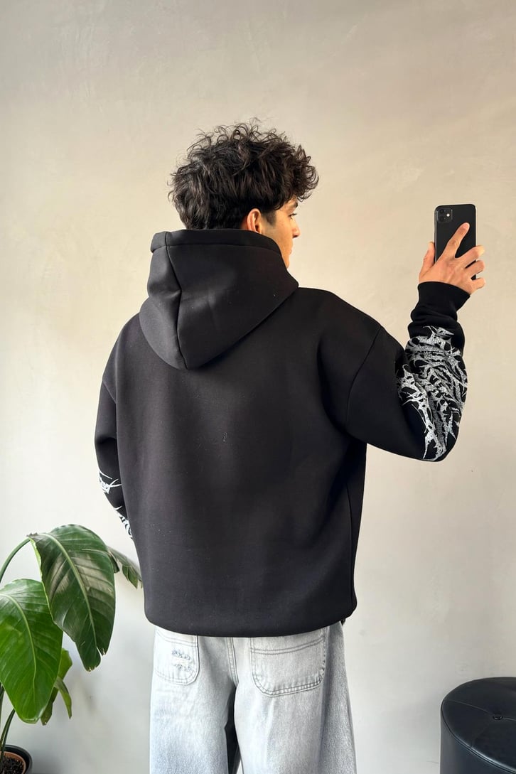 Göz Baskılı  Spray Painted  Oversize Hoodie