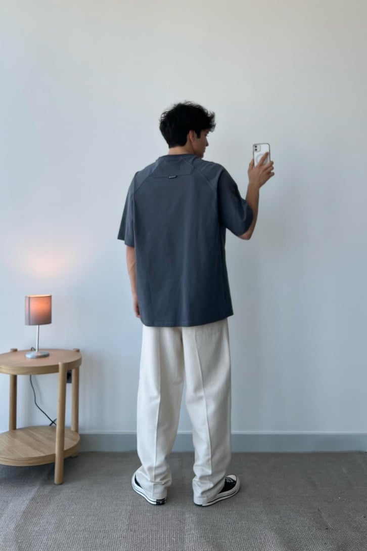 Grac Nakışlı Beyaz Oversize Tişört