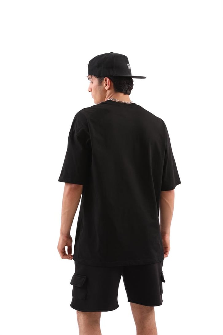 Graffiti Nakışlı Siyah Oversize Tişört