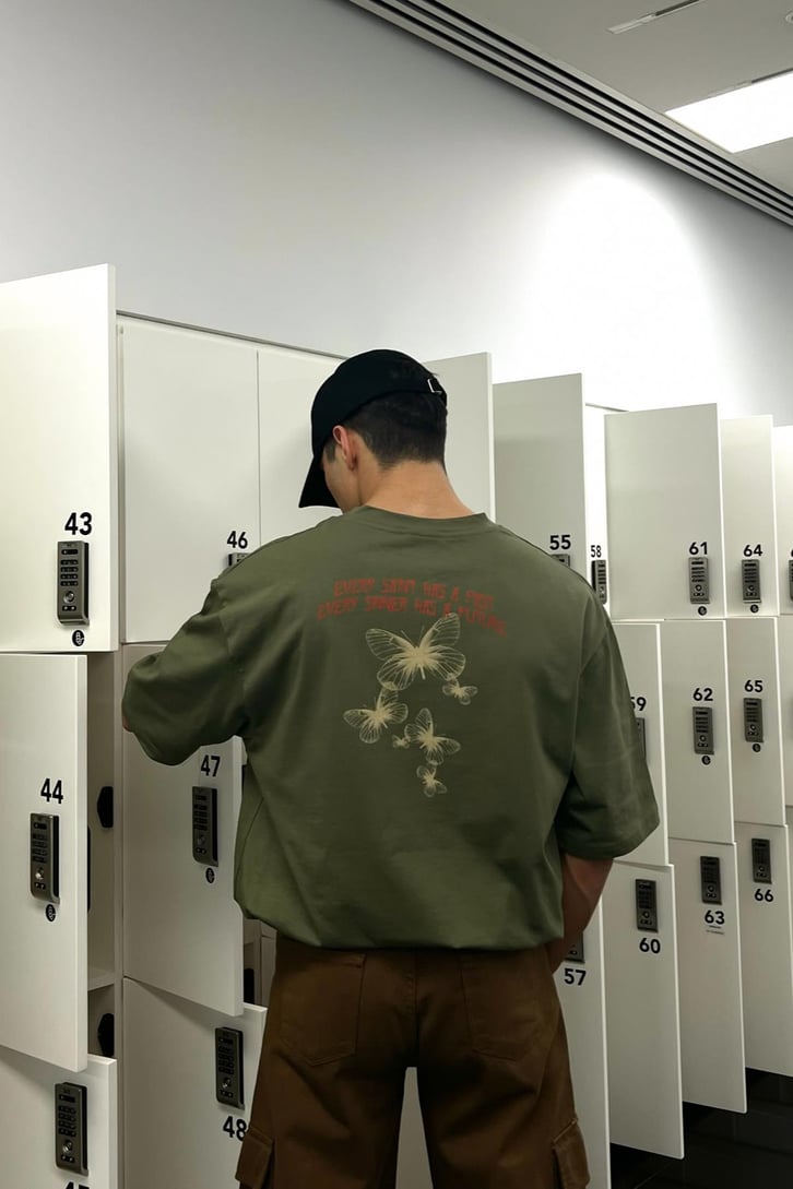 Grateful Dead Baskılı Yeşil Oversize Tshirt