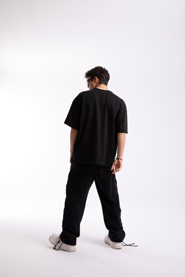 Gta Rebellion Baskılı Siyah Oversize Tshirt