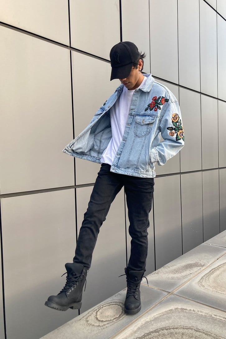 GÜL İŞLEMELİ DENIM JACKET