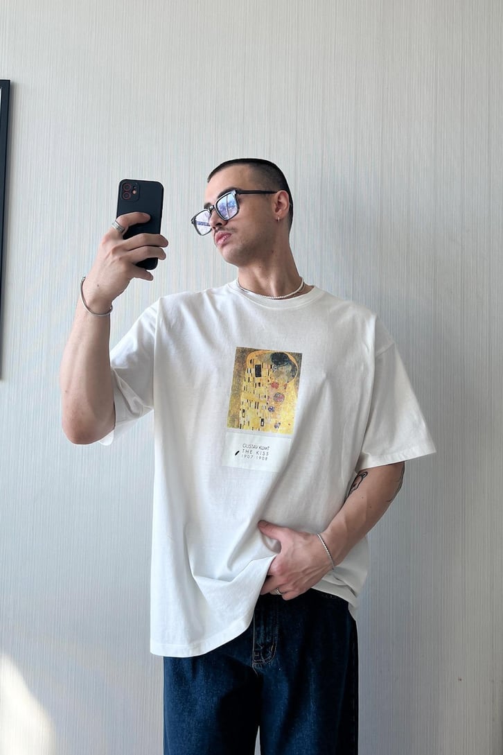 Gustav Kumt Baskılı Oversize Tişört