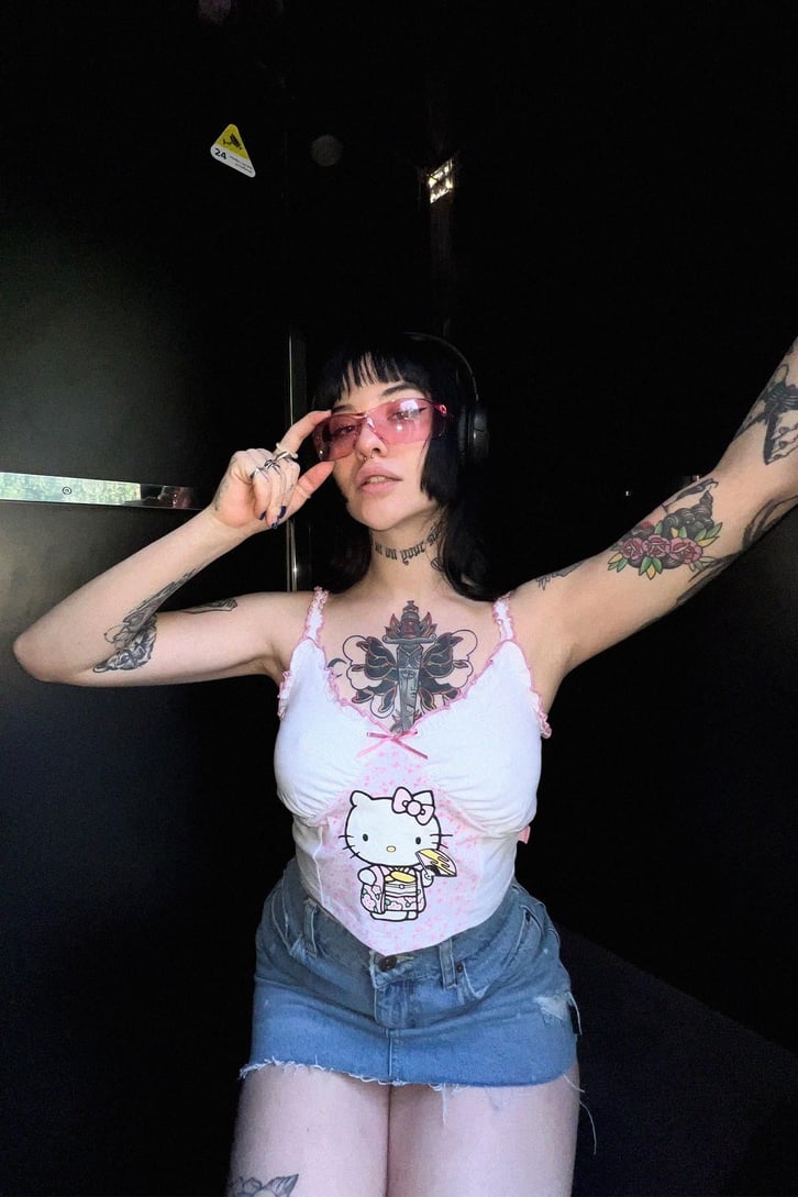 H.Kitty Baskılı Askılı Crop