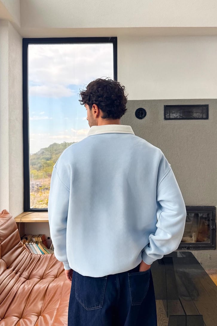 Half Zip Arjantin Nakışlı Sweatshirt
