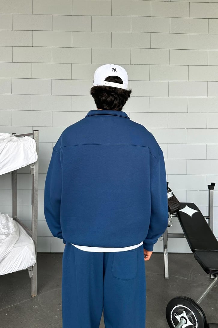 Half Zip Basic Oversize Sweatshirt