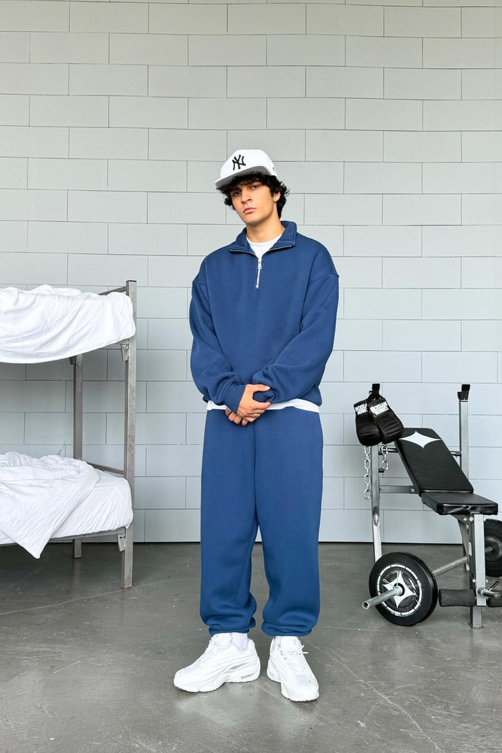 Half Zip Basic Oversize Sweatshirt