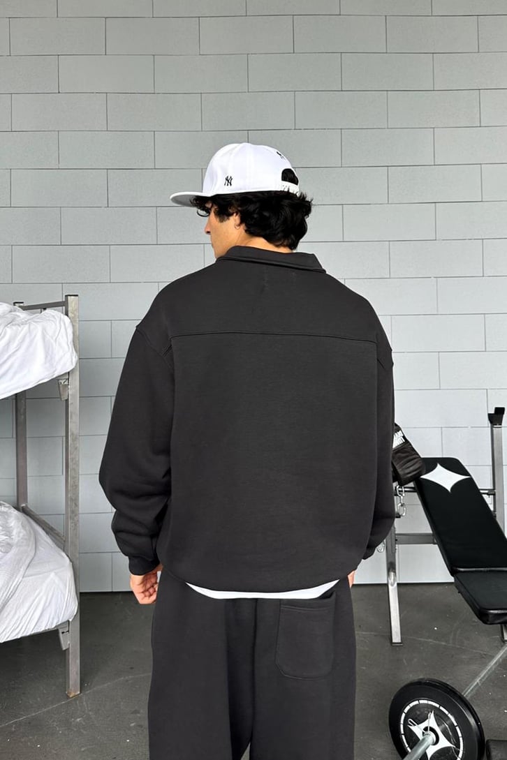 Half Zip Basic Oversize Sweatshirt