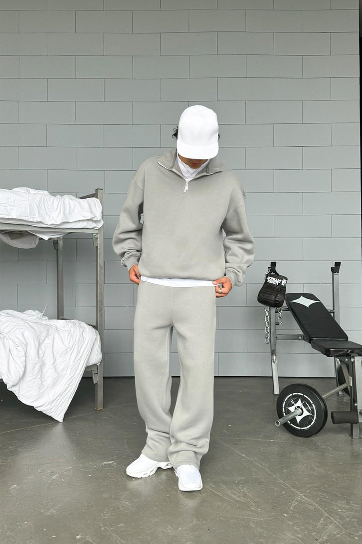 Half Zip Basic Oversize Sweatshirt