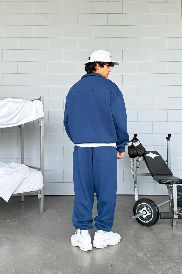 Half Zip Basic Oversize Sweatshirt
