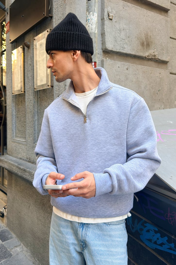 Half Zip Basic Sweatshirt