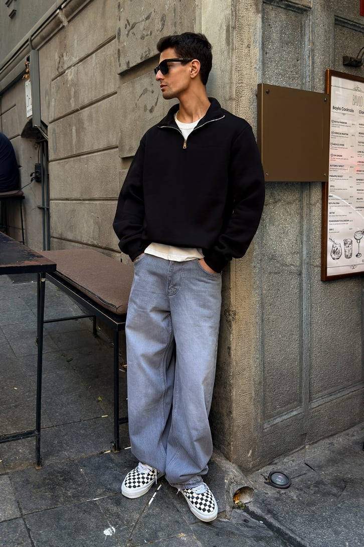 Half Zip Basic Sweatshirt