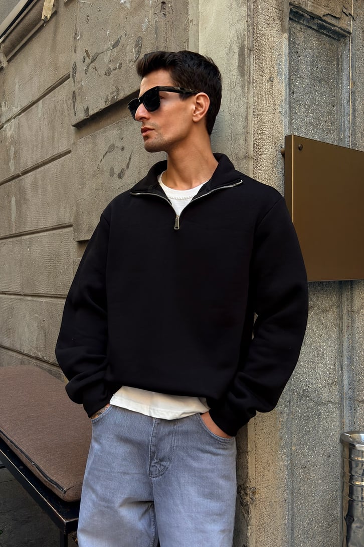 Half Zip Basic Sweatshirt