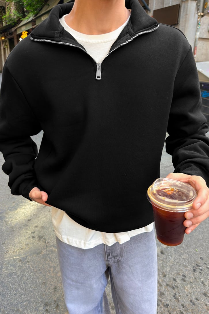 Half Zip Basic Sweatshirt