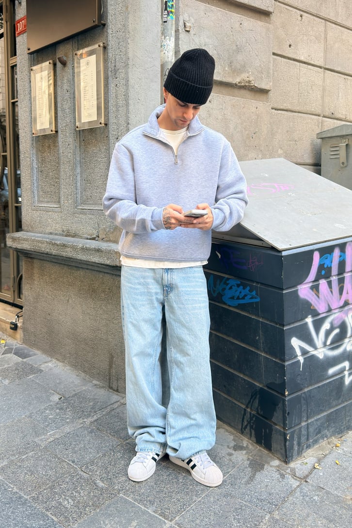 Half Zip Basic Sweatshirt