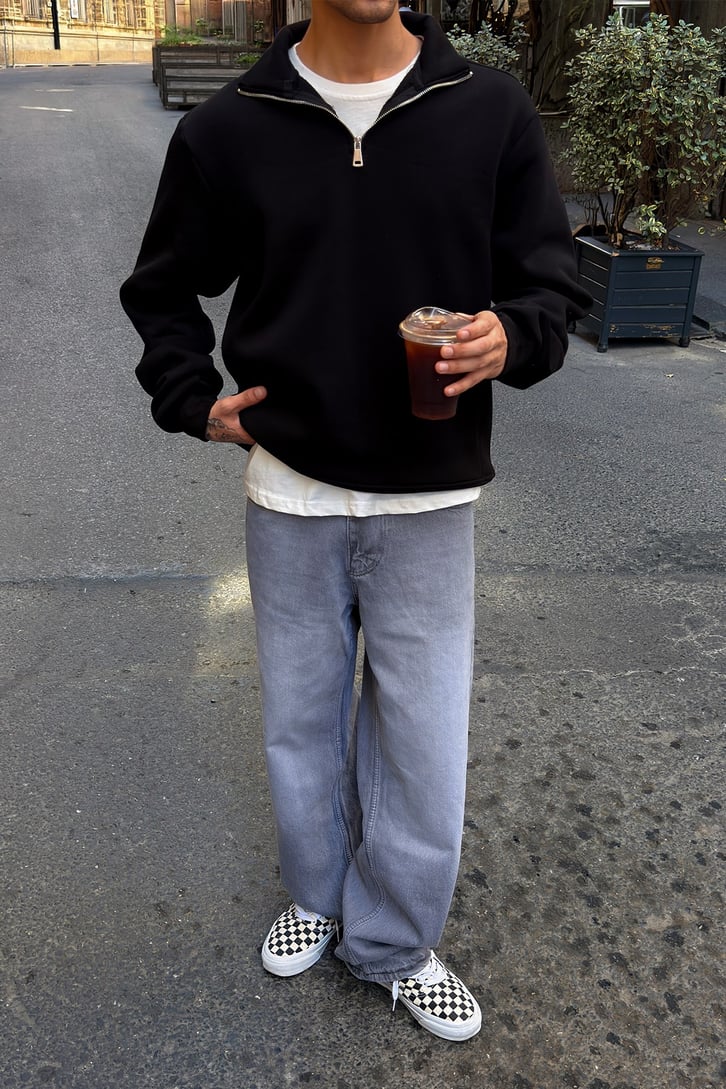 Half Zip Basic Sweatshirt